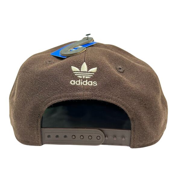NWT Adidas Originals Trefoil Baseball Hat Chain Snapback Brown Men O/S - Picture 3 of 5